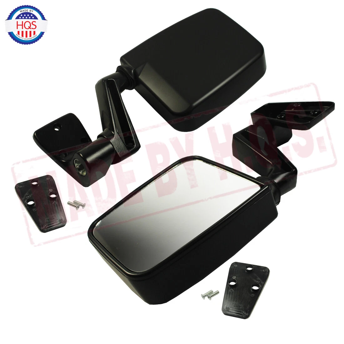 BLACK Manual Side View Mirror Left Right Pair Set For 87-02 Jeep Wrangler Truck