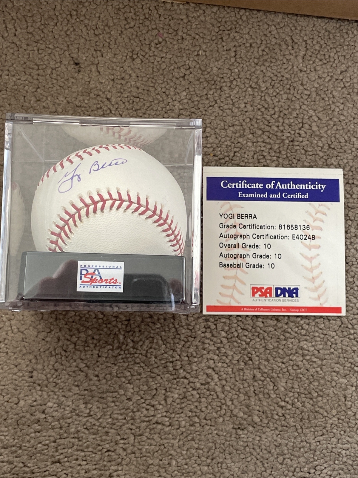 Yogi Berra Autographed Signed American League Baseball PSA DNA Graded 10 GEM MINT Auto+Ball 