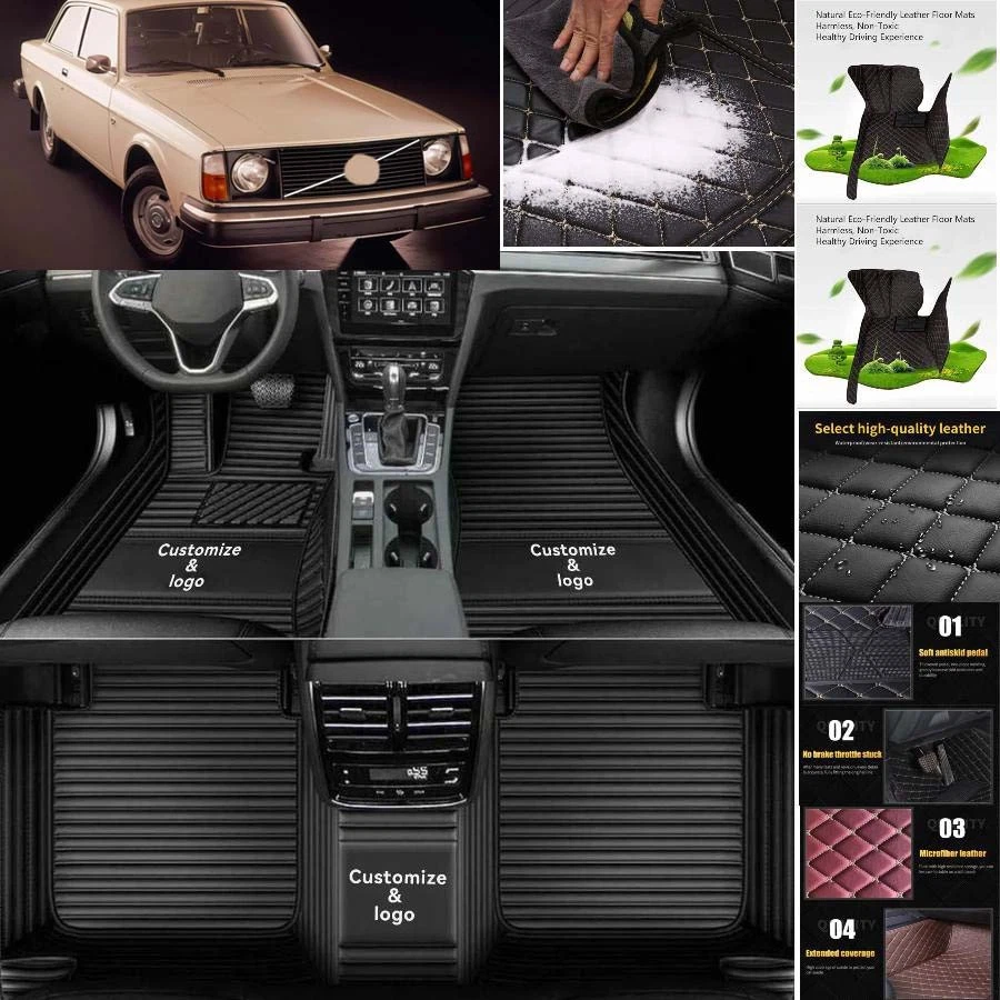 For Volvo 240 Car Floor Mats Custom Waterproof All Weather Cargo Liner Carpet - Изображение 4 из 4