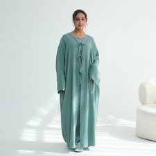 Abaya Dubai Kaftan Muslim Women Long Dress Kimono Open Cardigan Causal Loose Eid