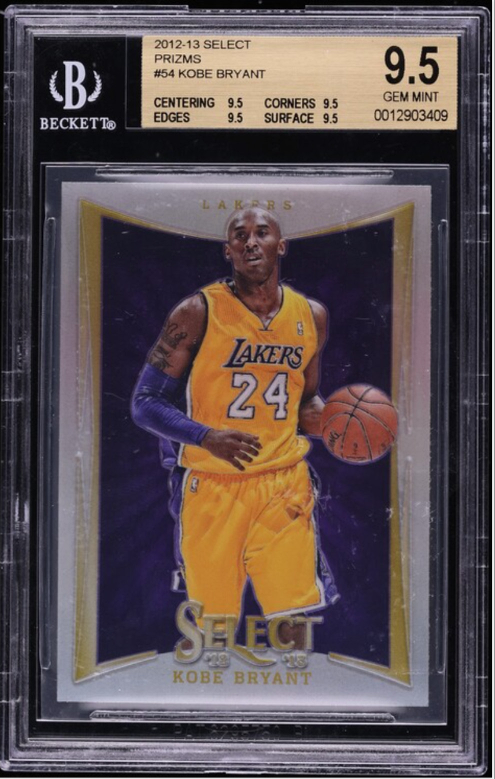 2012 Panini Select #54 Kobe Bryant Silver Prizm Prizms BGS 9.5 TRUE GEM 1st year