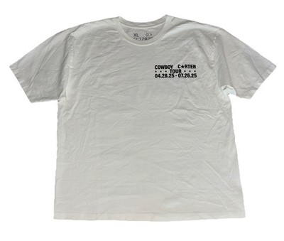 Beyonce CCT Official Tour Tee XL White Cowboy Carter Tour 2025 Merch NEW *spots