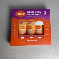 Lume Whole Body Deodorant Clean Tangerine 3 Pack x 2.6 Oz 72 Hour Factory Sealed