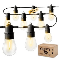100FT LED Outdoor String Lights with 30 Edison Shatterproof IP65 Waterproof B...