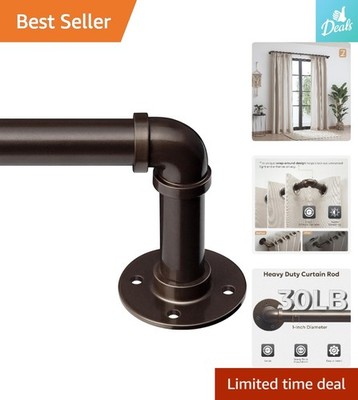 66-120 Inch Adjustable Industrial Curtain Rod Antique Bronze Wrap-Around Design