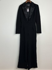 Pretty little Thing Naomi Campbell Jumpsuit Pant Sz 10 black tailored satin