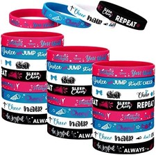 Cheer Bracelets Bulk 48 Pack Silicone Inspirational Bands