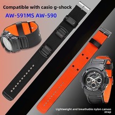 For Casio G-SHOCK AW-591MS 590 AWG-M100 DW5600 Canvas Watch Band Strap Mens 16mm