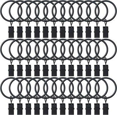BOOMIBOO 36 Pack Curtain Rings with Clips