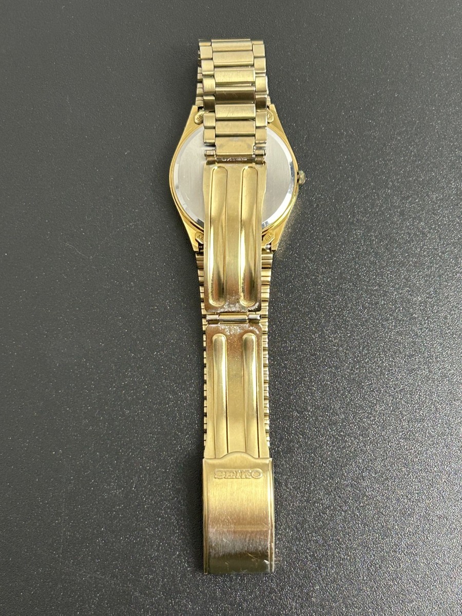 SEIKO WATCH CHRONOS 8123-7080 QUARTZ DAY DATE KANJI GOLD