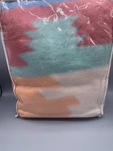 NEW Vintage Acryl Velours Santa Fe Southwest Blanket Pink/Orange/Blue/Red/Green - Picture 6 of 6
