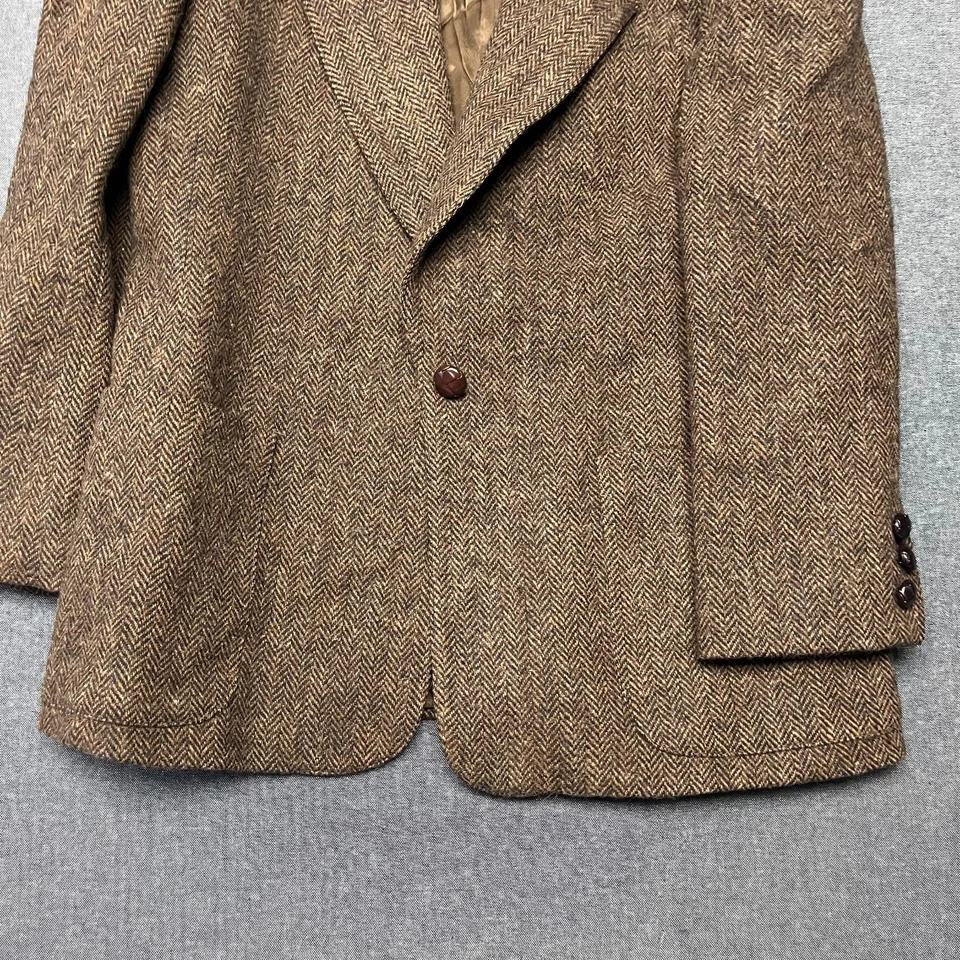 Blazer para mujer Giorgio Sant’Angelo talla 10 marrón espiga 100 % lana chaqueta Foto 3 de 4