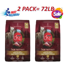 Set of 2,Purina ONE True Instinct Adult Dog Dry Food-High-Protein,Venison, 36 LB