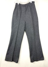VINTAGE 70 s Gray Knit Flared Leg Sewn Crease Elastic Waist Size 9/10
