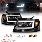 [LED Light Bar ] 2004-2008 Ford F150 Black Housing Projector Headlights LED