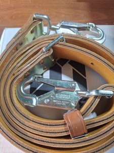 Bashlin Leather Utility/Lineman Safety Belt Strap w/ Snap Hooks, Never Used.