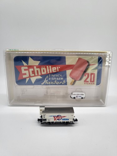 Minitrix Spur N 15318 Güterwagen "Schöller" mit Transporter in OVP | Condition: Gebraucht