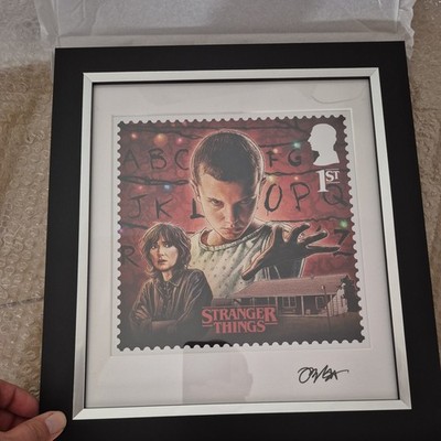 Stranger Things signierte gerahmte Briefmarke Eleven - Royal Mail limitierte Auflage #150/150 