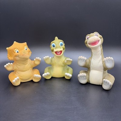 1988 Land Before Time Pizza Hut Rubber Hand Puppets Lot (x3) Vintage
