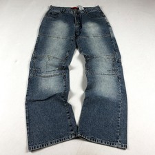 Y2K Baggy Panel Denim Jeans Distressed Wide Leg Skater Streetwear Pants