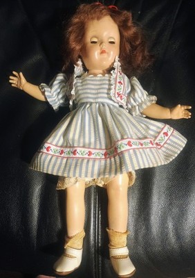 Ideal Toni Doll P-90, with Red hair and dress, jacket, and bloomers