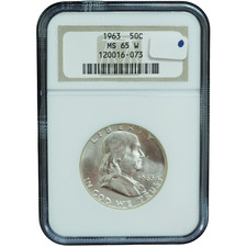 1963 Franklin Half Dollar NGC MS65 *JE