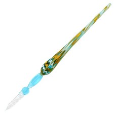 Gullor Vintage Glass Dip Pen - Crystal Blue Signature Pen Gift, Handmade