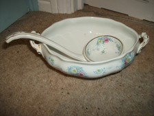 Bishop & Stonier - Small Floral Tureen & Matching Ladle (H:7cm - L:21cm) VGC