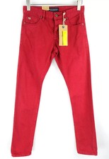 SCOTCH  SODA Ralston Men Jeans W28/L32 Red Bordeaux Slim Fit Buttoned Denim