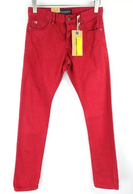 Scotch & Soda Ralston Herren Jeans W28/L32 Rot Bordeaux Slim Fit Geknöpft Denim