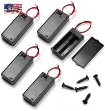 5Pcs 2 AA Battery Holder with Switch, 2X 1.5V AA Battery Holder Case with Wire L