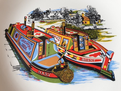 PALL MALL WARE F.W.R CERAMIC PLATE , NARROWBOATS , 20.5 CM - Picture 4 of 4