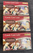 3 Boxes CELESTIAL SEASONINGS Candy Cane Lane Green Tea Decaffeinated Exp 9/25