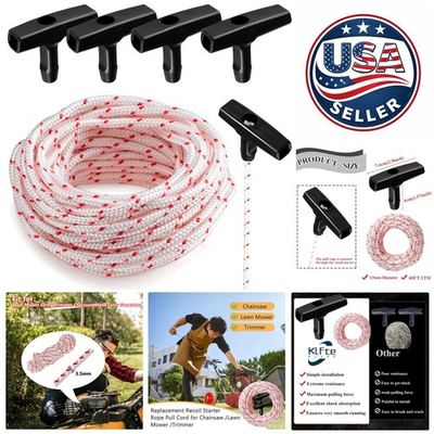 #ad High Tensile Strength 40ft Pull Cord Rope 3.5mm and 4 Pack Handles Included $20.39