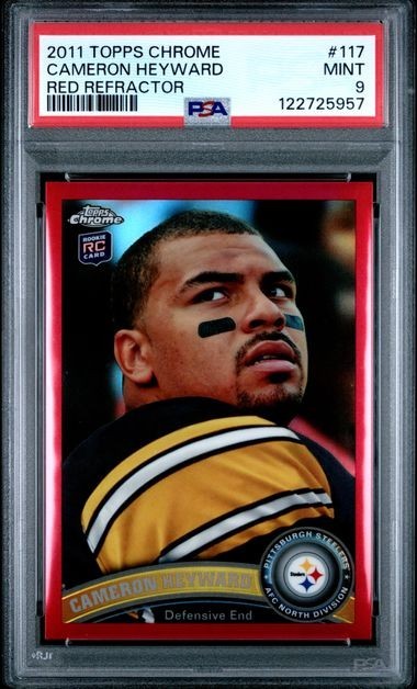 2011 Topps Chrome Cameron Heyward 117 Red Refractor RC #d 16/25 PSA 9 Pop 3