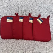 4-X NEW Home Collection Red Neoprene Pot Holders Mitts