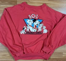 Vintage Women's 101 Dalmatians Red Sweatshirt Disney Store Large