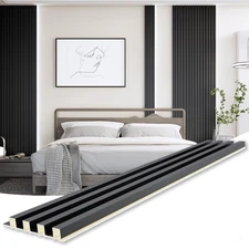 WPC Slat Wall Paneling, Modern Accent 3D Wall Panels, 8-Piece 94.5" x 6.6" TV...