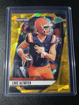 Luke Altmyer - Prizm Draft 2025 - Illinois - Rated Prospect - Gold Cracked Ice 