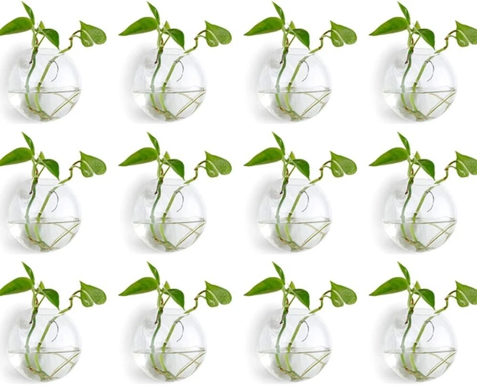 Wall-Mounted Floral Vases - 4 Inch Round Planter Set - Image 3 of 4