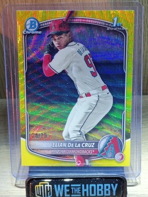2025 Bowman Chrome Prospects Elian de La Cruz, Yellow Shimmer /75 Bowman First