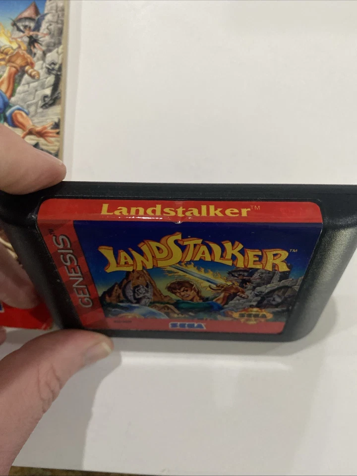 Landstalker (Sega Genesis 1993) Cartucho de juego y manual Foto 2 de 2