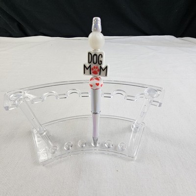 Dog Mom Dog Paw Heart Silicone Beaded Refillable Pen Extra Black Ink 
