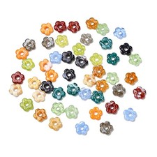 30pcs Handmade Lampwork European Glass Flower Beads Plum Flower Large Hole Beads