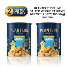 (2 PACK) PLANTERS Deluxe Salted Whole Cashews, Party Snacks, Protein 18.25oz
