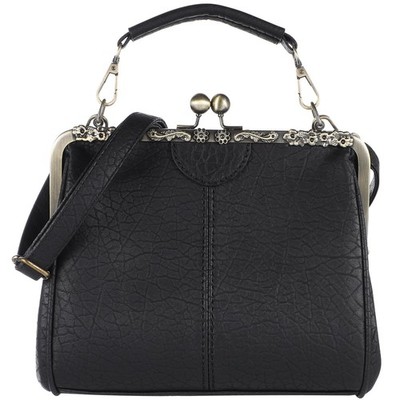 Kiss Lock Clutch Crossbody Bags Clasp Leather Shoulder Bag for Evening Use