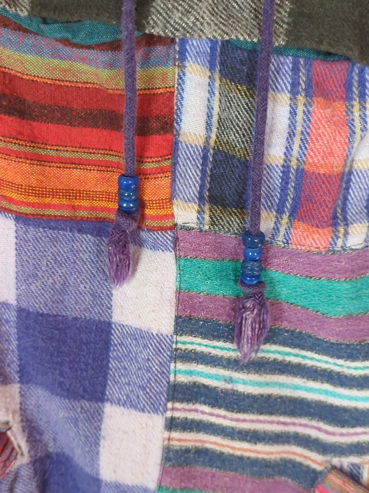 Patchwork flannel 1/4 Zip Pullover reversible Hoo… - image 12