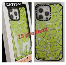 CASETiFY Impact Case w/ Magsafe for iPhone 15 Pro Max - Acid Smiles Neon Green