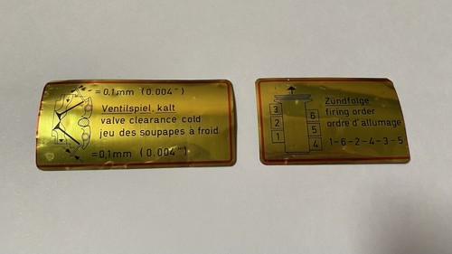 PORSCHE 911 Firing Order and Valve Clearance Decals New Original NOS 1963 - 1978