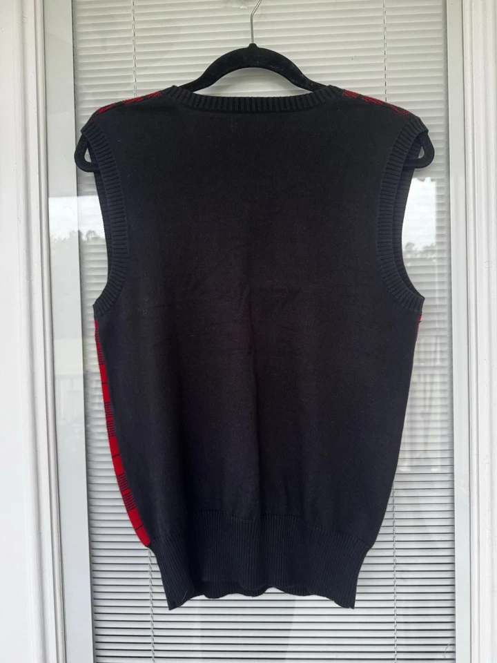 Chaps Ralph Lauren Sweater Vest Large 14-16 Red Preppy Argyle Knit Men/boy - Image 2 of 4